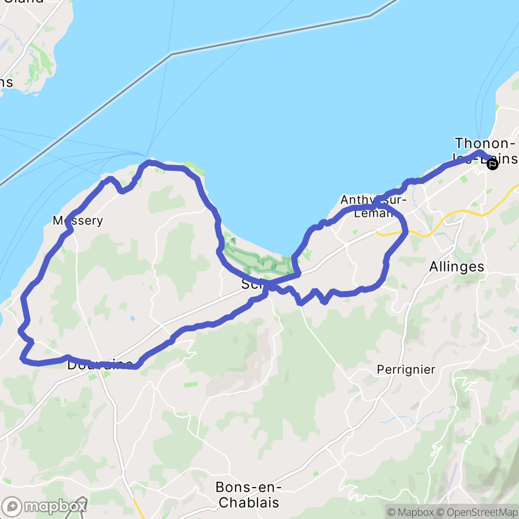 Thonon-les-Bains : carte du parcours de randonnée - France