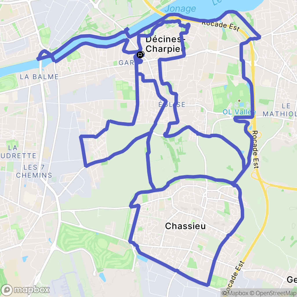 Décines-Charpieu : carte du parcours de randonnée - France