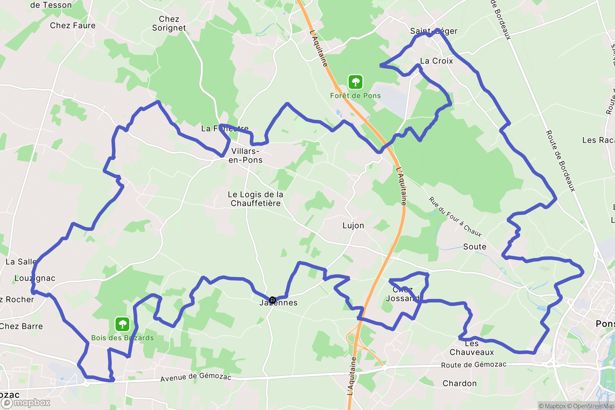 Jazennes : carte du parcours de randonnée - France