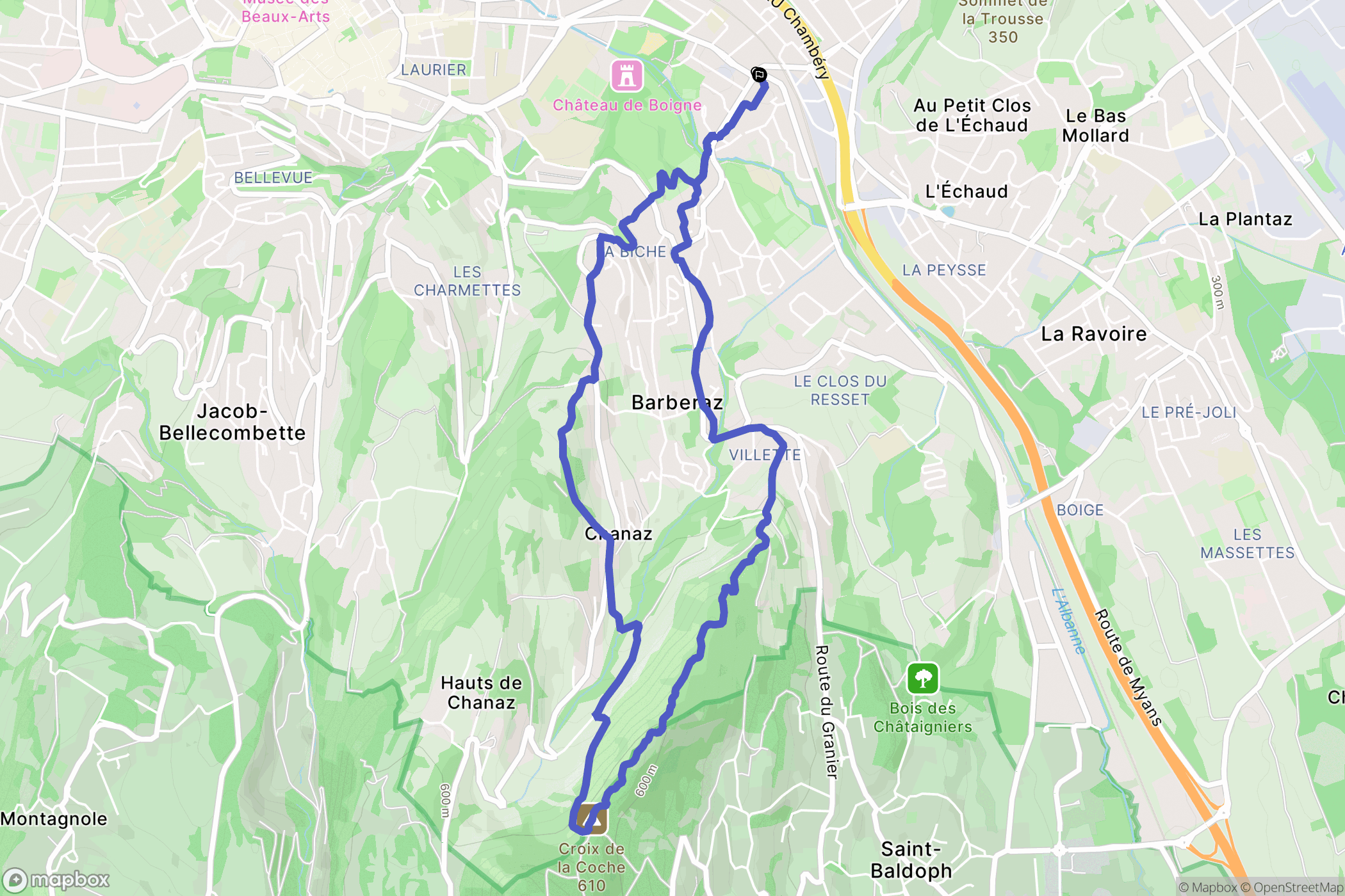 Barberaz : carte du parcours de randonnée - France