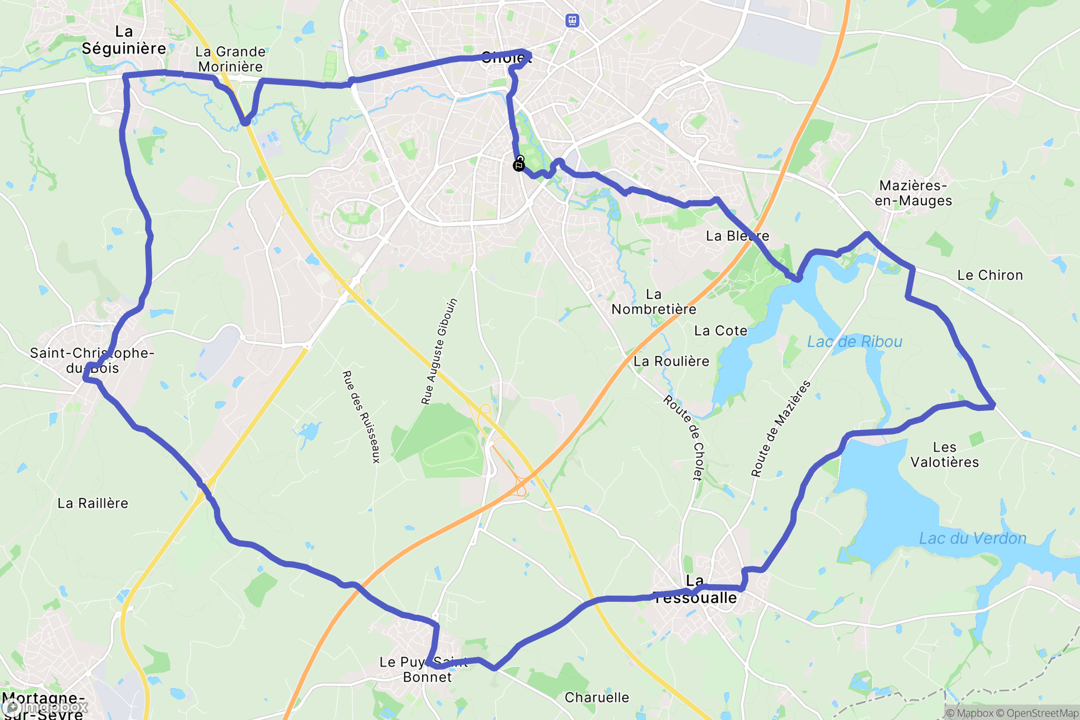 Cholet : carte du parcours de randonnée - France