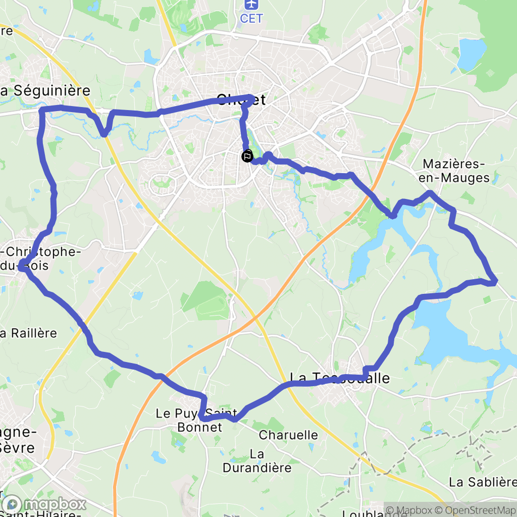 Cholet : carte du parcours de randonnée - France