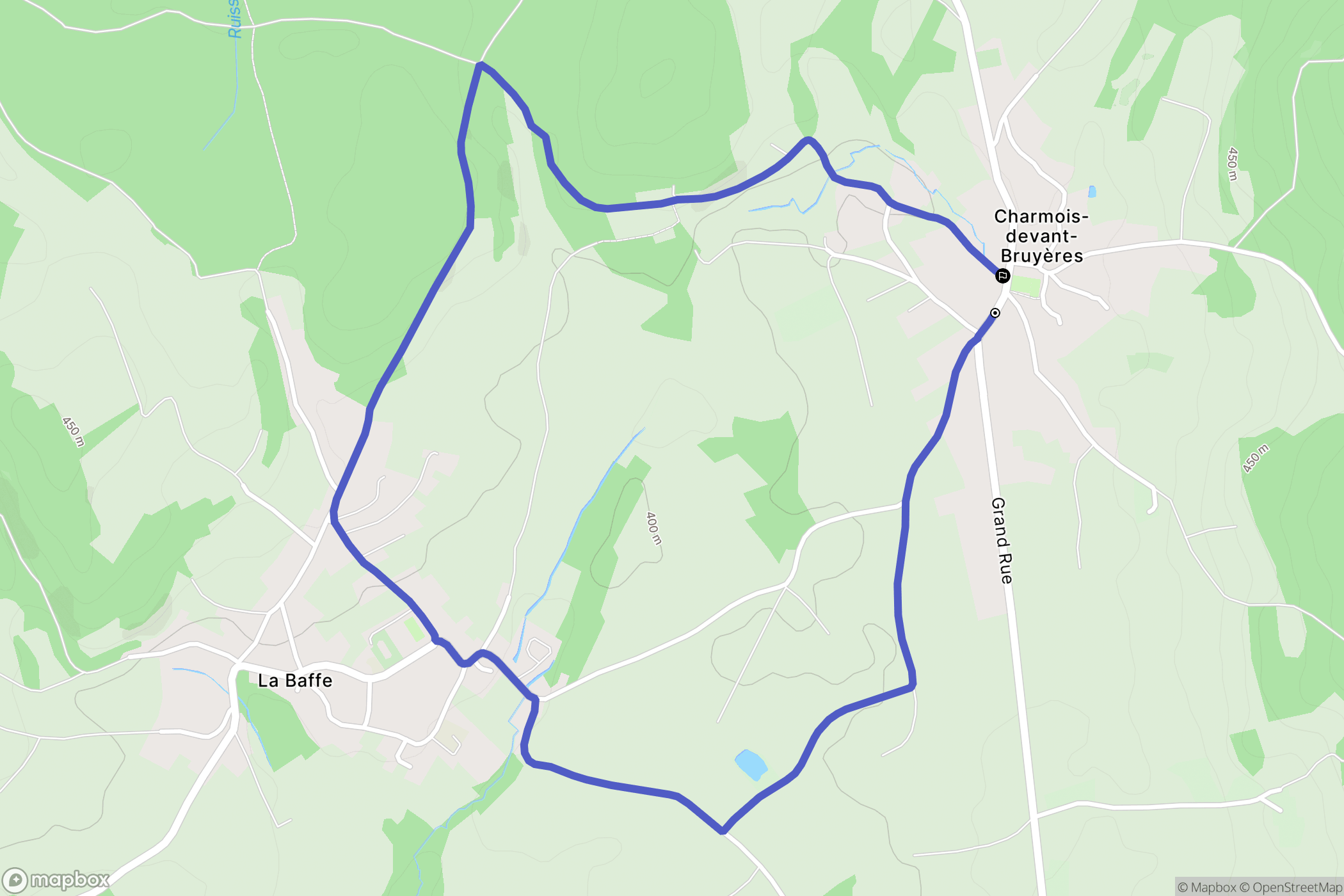 Charmois-devant-Bruyères : carte du parcours de randonnée - France