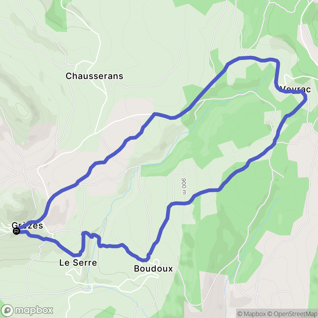 Grezes : carte du parcours de randonnée - France