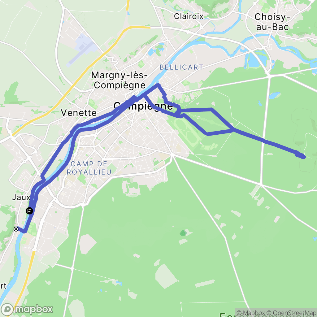 Jaux : carte du parcours de randonnée - France