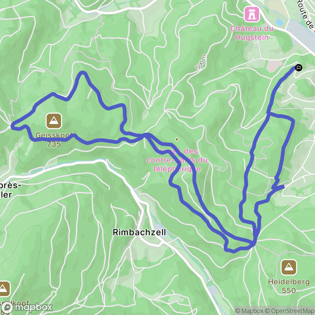 Guebwiller : carte du parcours de randonnée - France