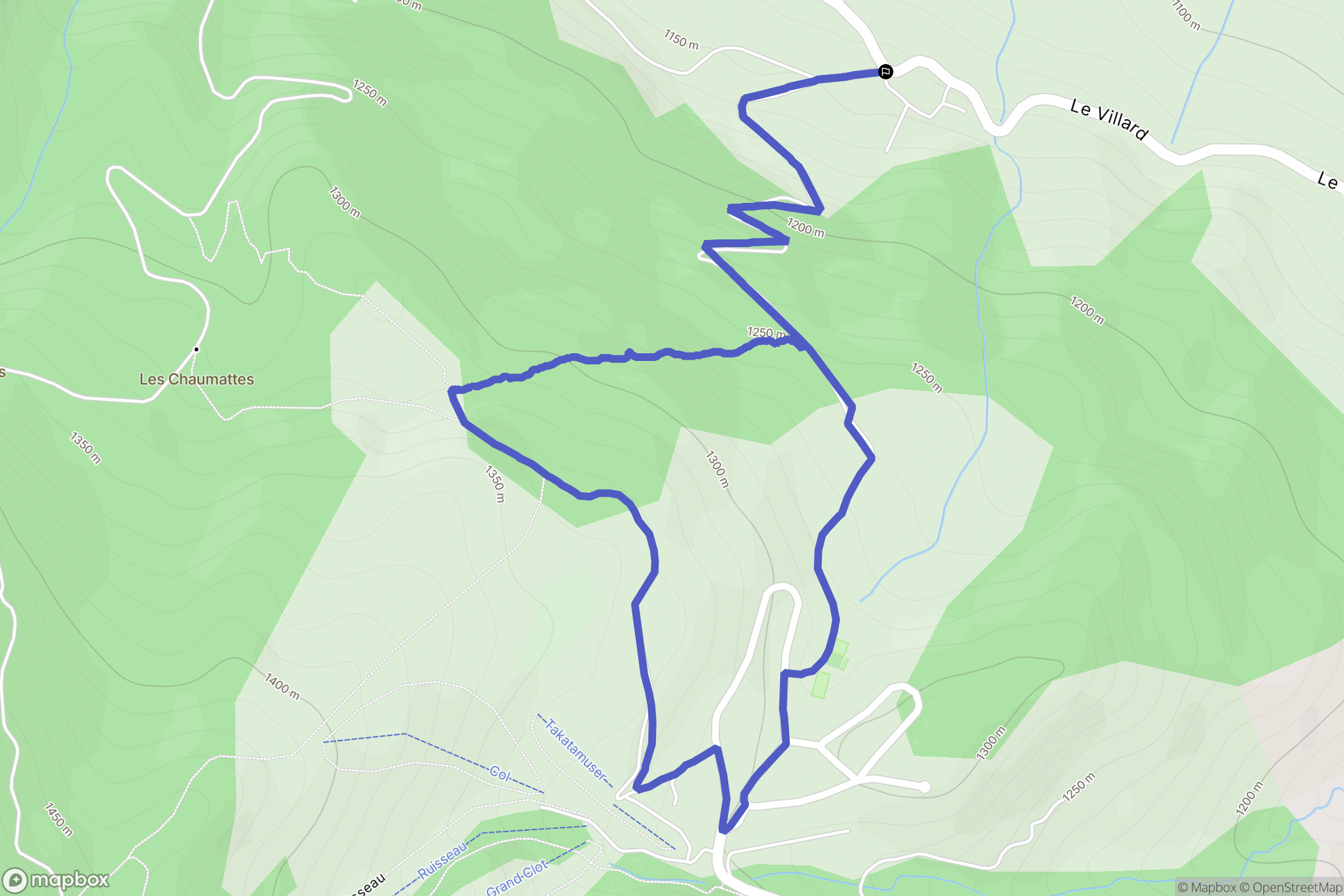 Laye : carte du parcours de randonnée - France