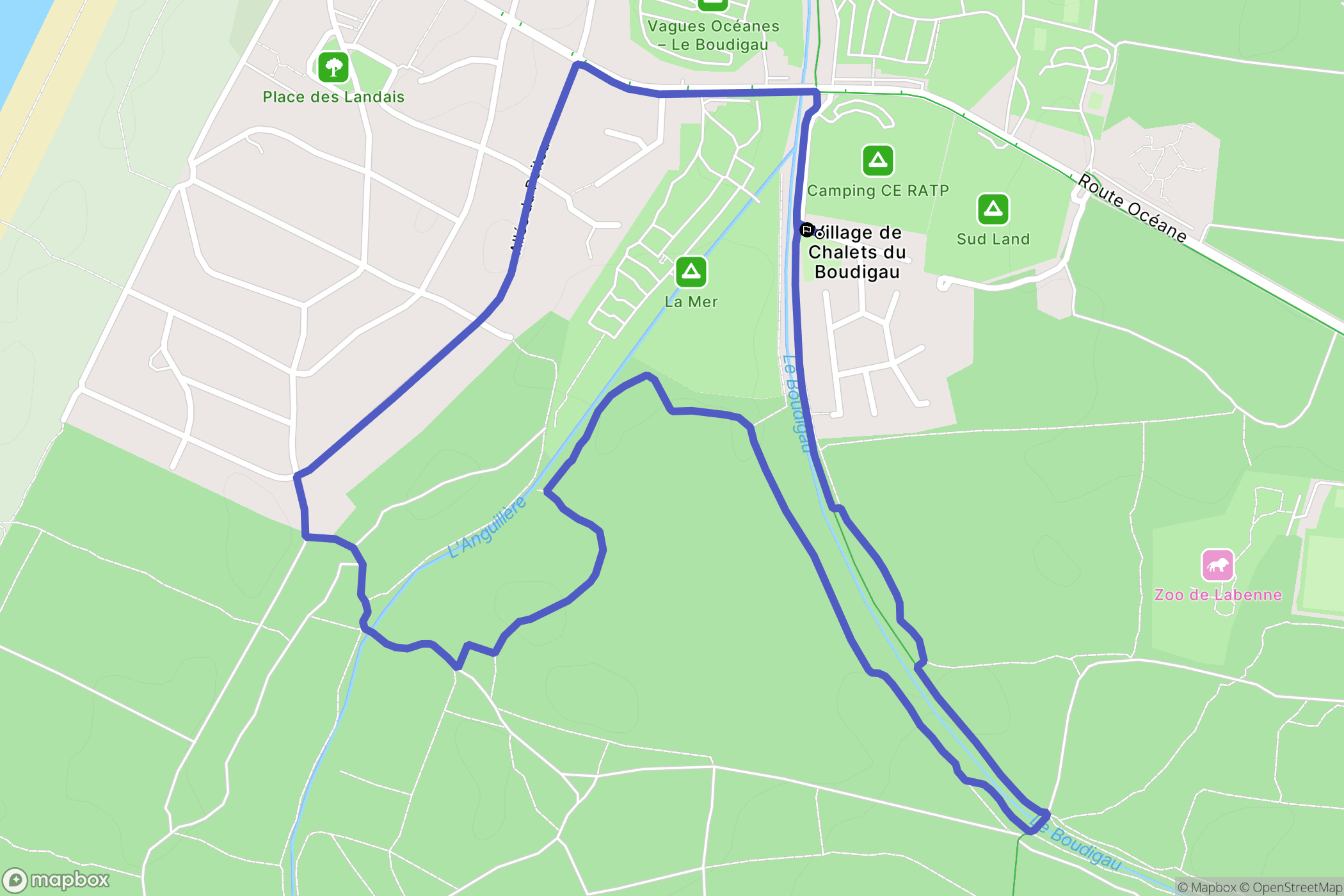 Labenne : carte du parcours de randonnée - France