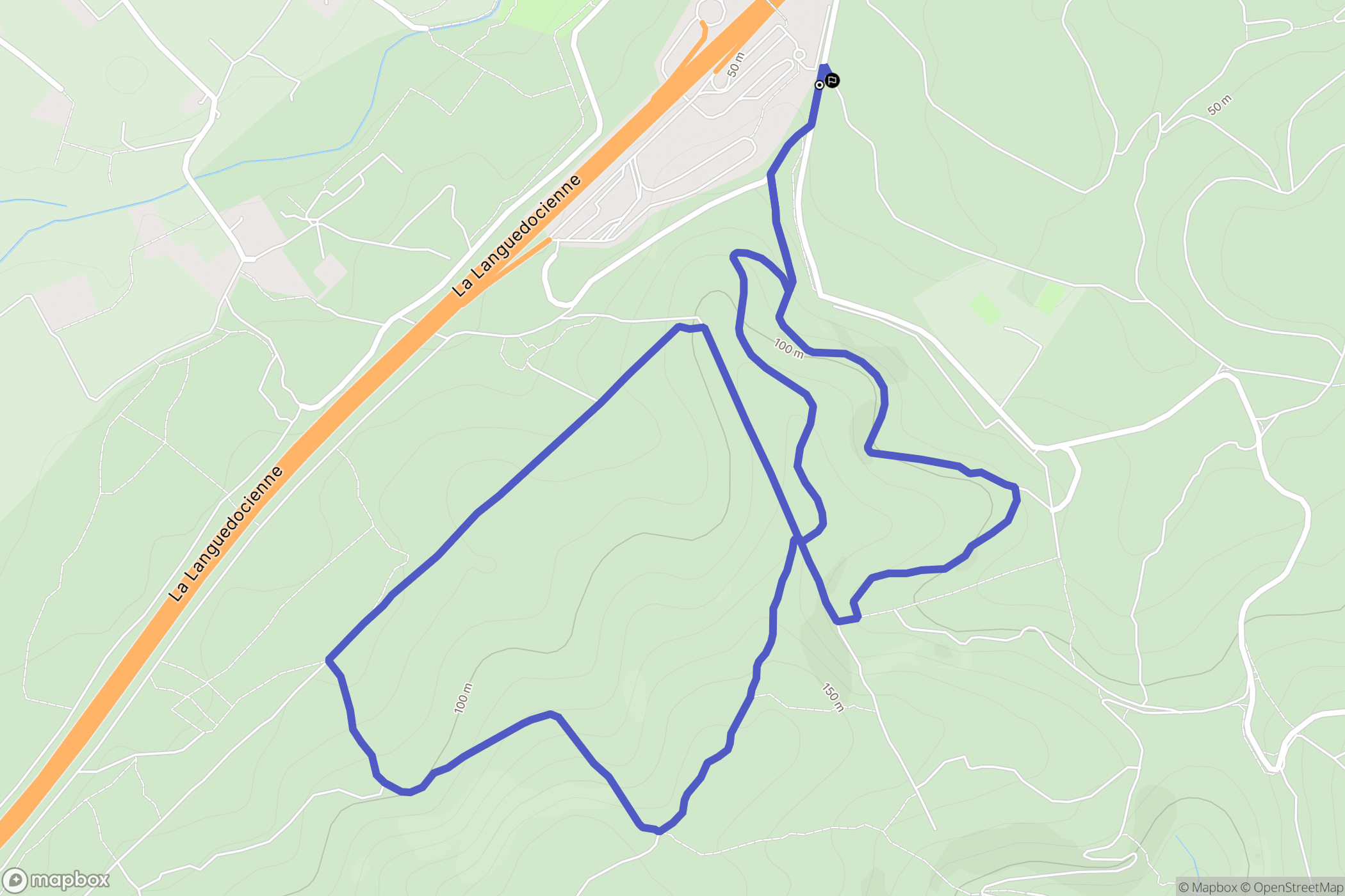 Fabrègues : carte du parcours de randonnée - France