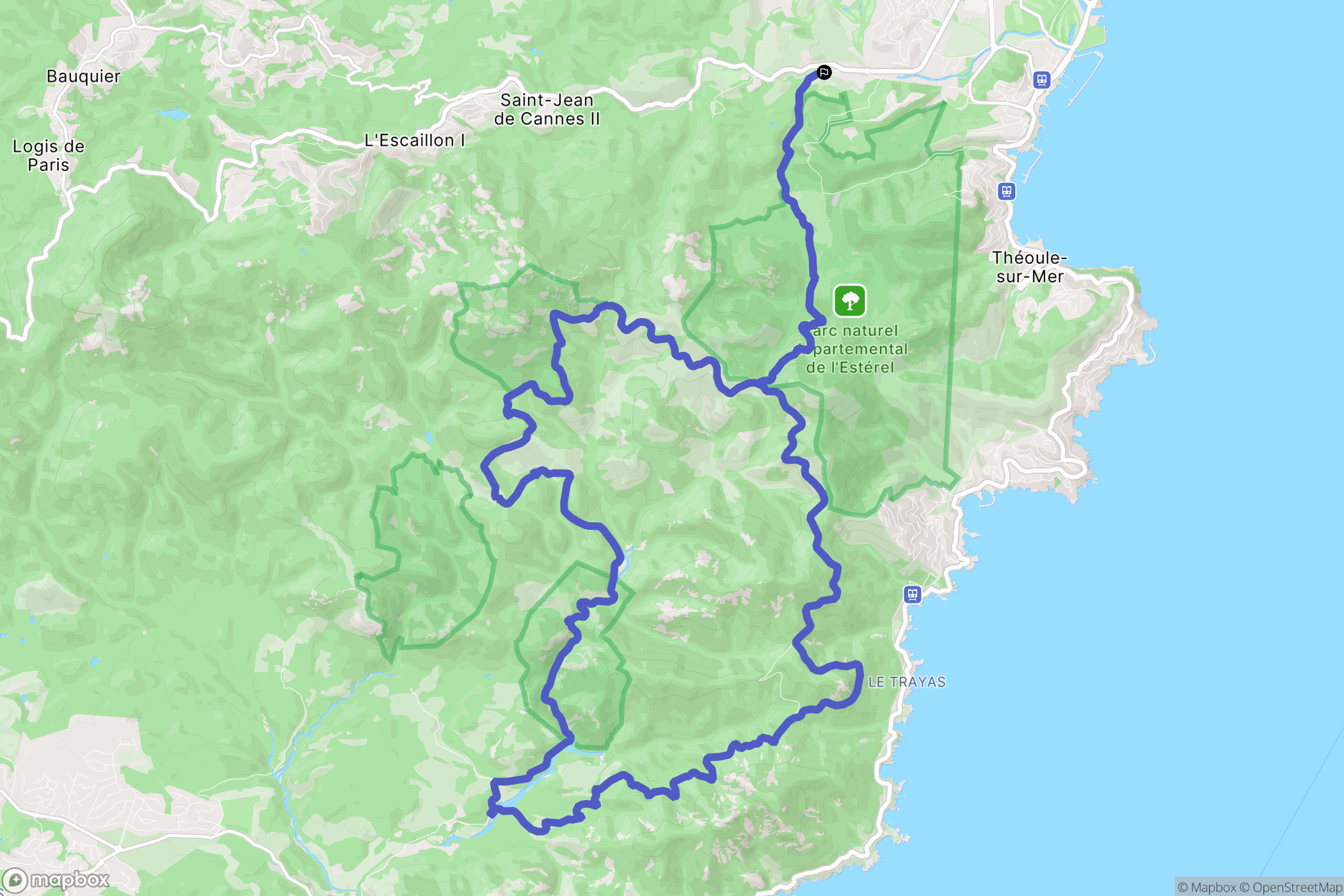 Mandelieu-la-Napoule : carte du parcours de randonnée - France