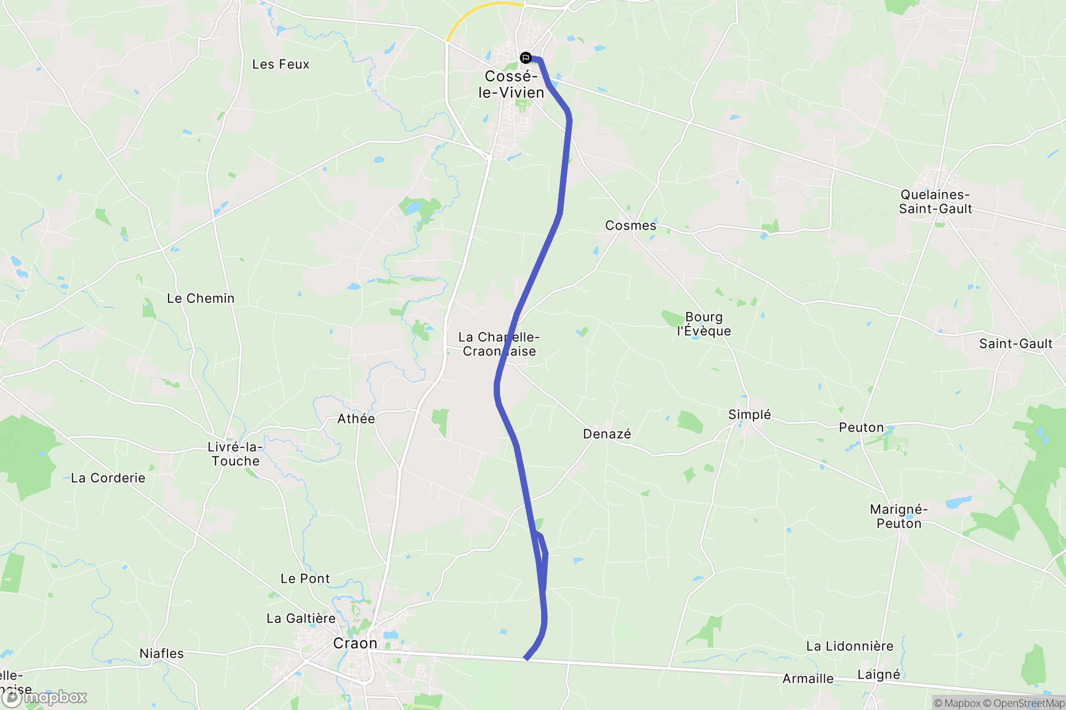 Cossé-le-Vivien : carte du parcours de randonnée - France