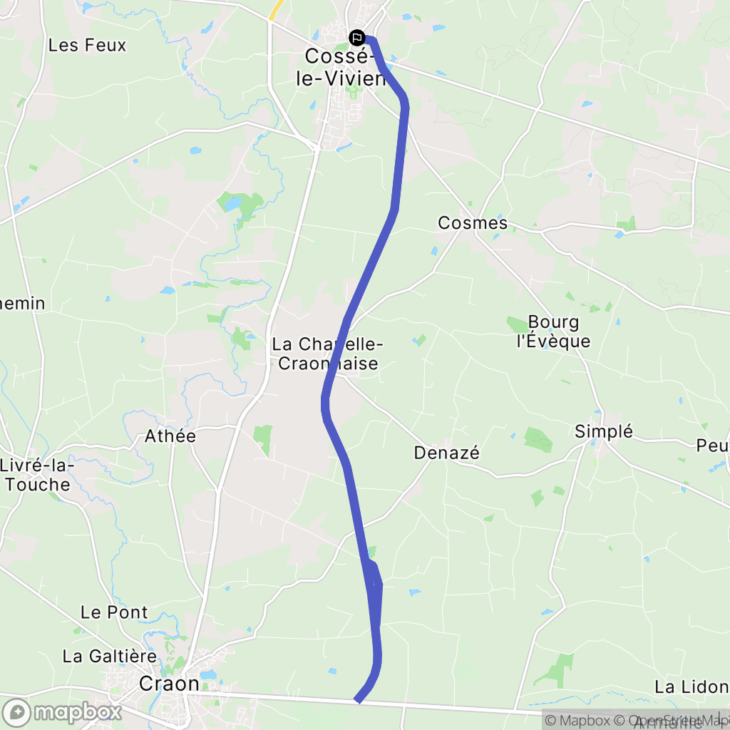 Cossé-le-Vivien : carte du parcours de randonnée - France