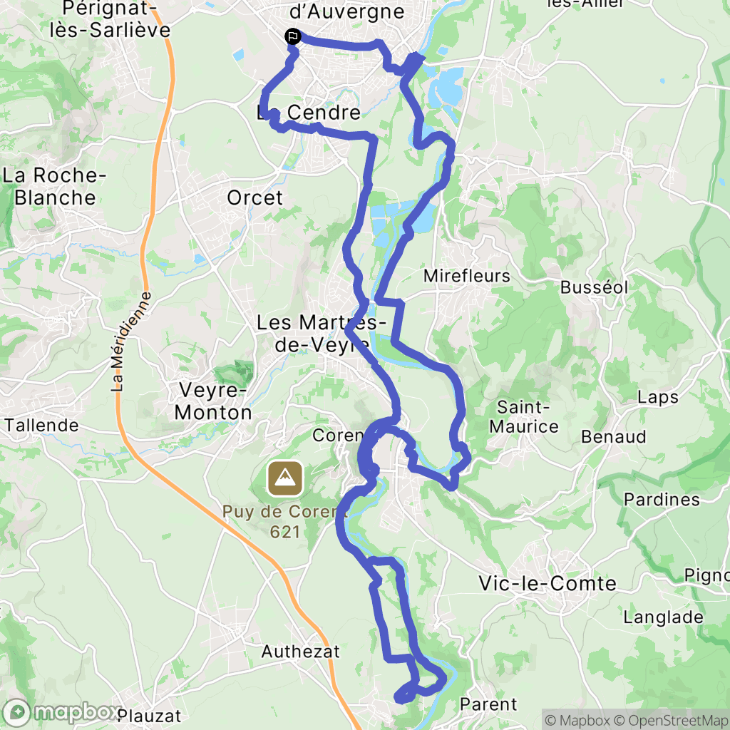 Cournon-d'Auvergne : carte du parcours de randonnée - France