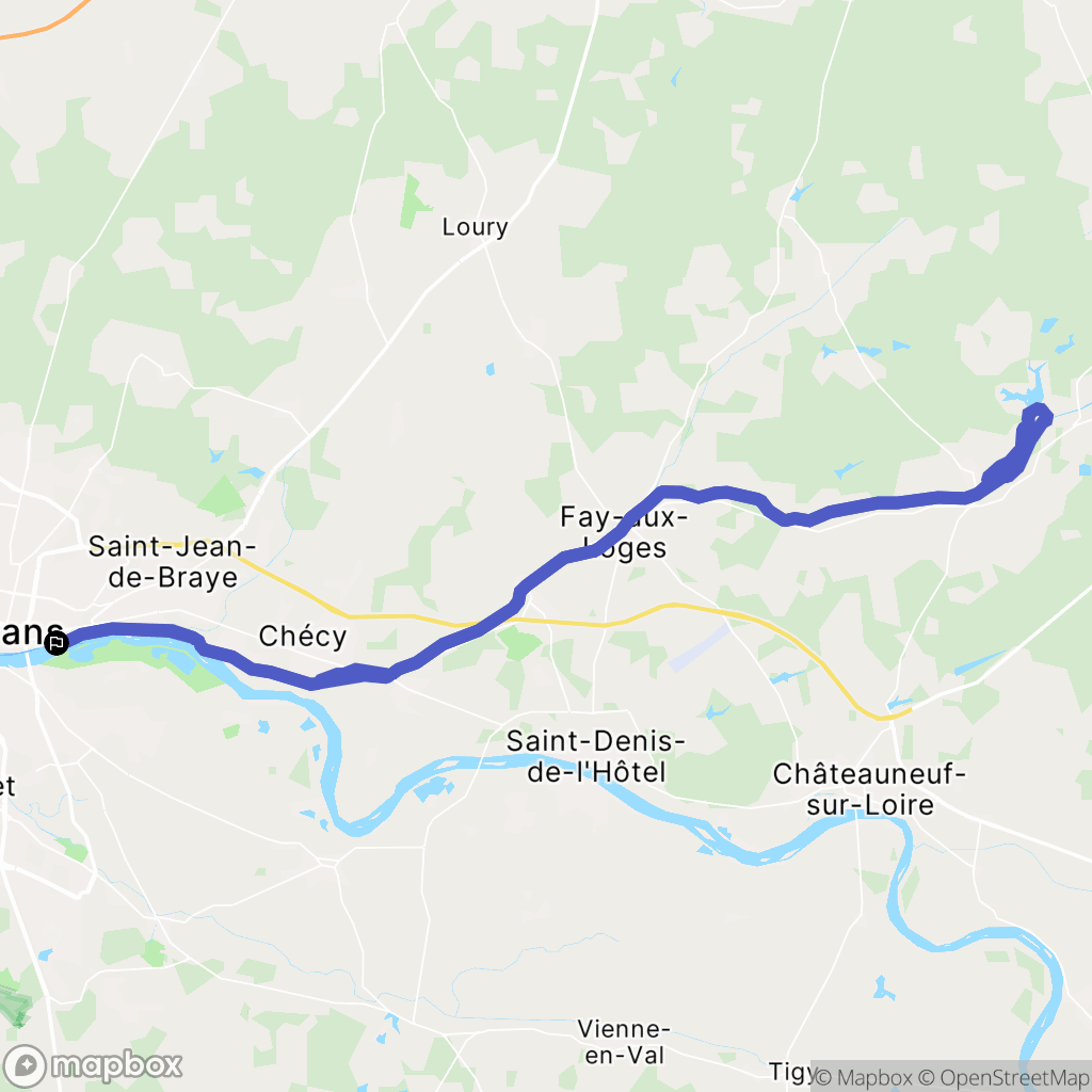 Orléans : carte du parcours de randonnée - France