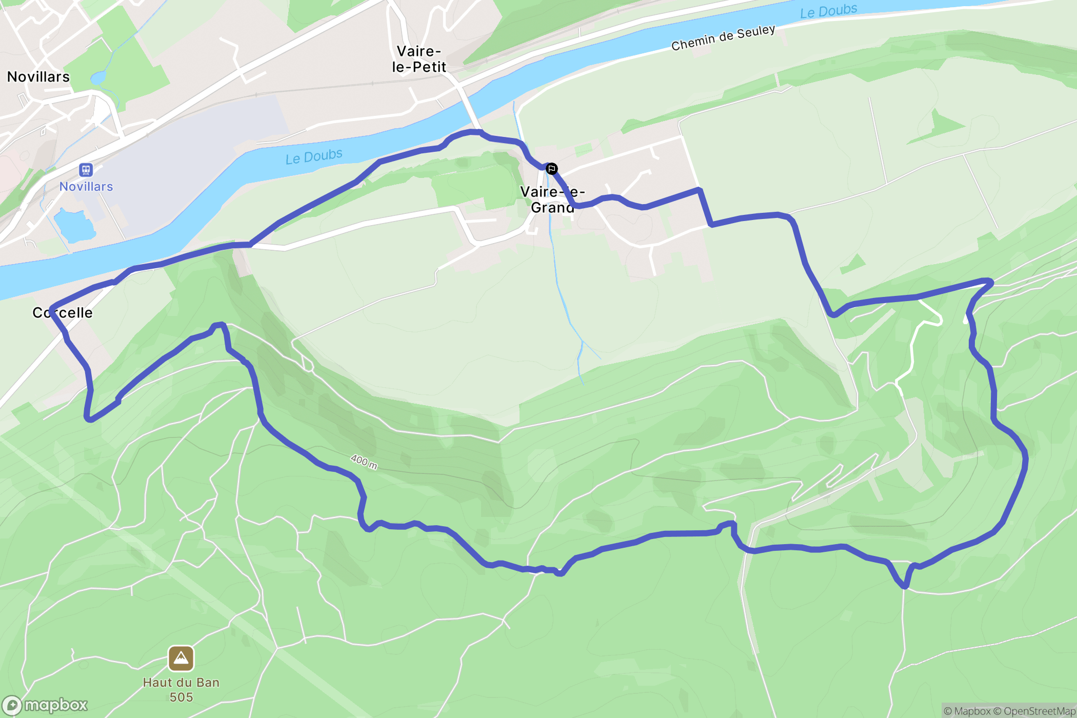 Vaire : carte du parcours de randonnée - France