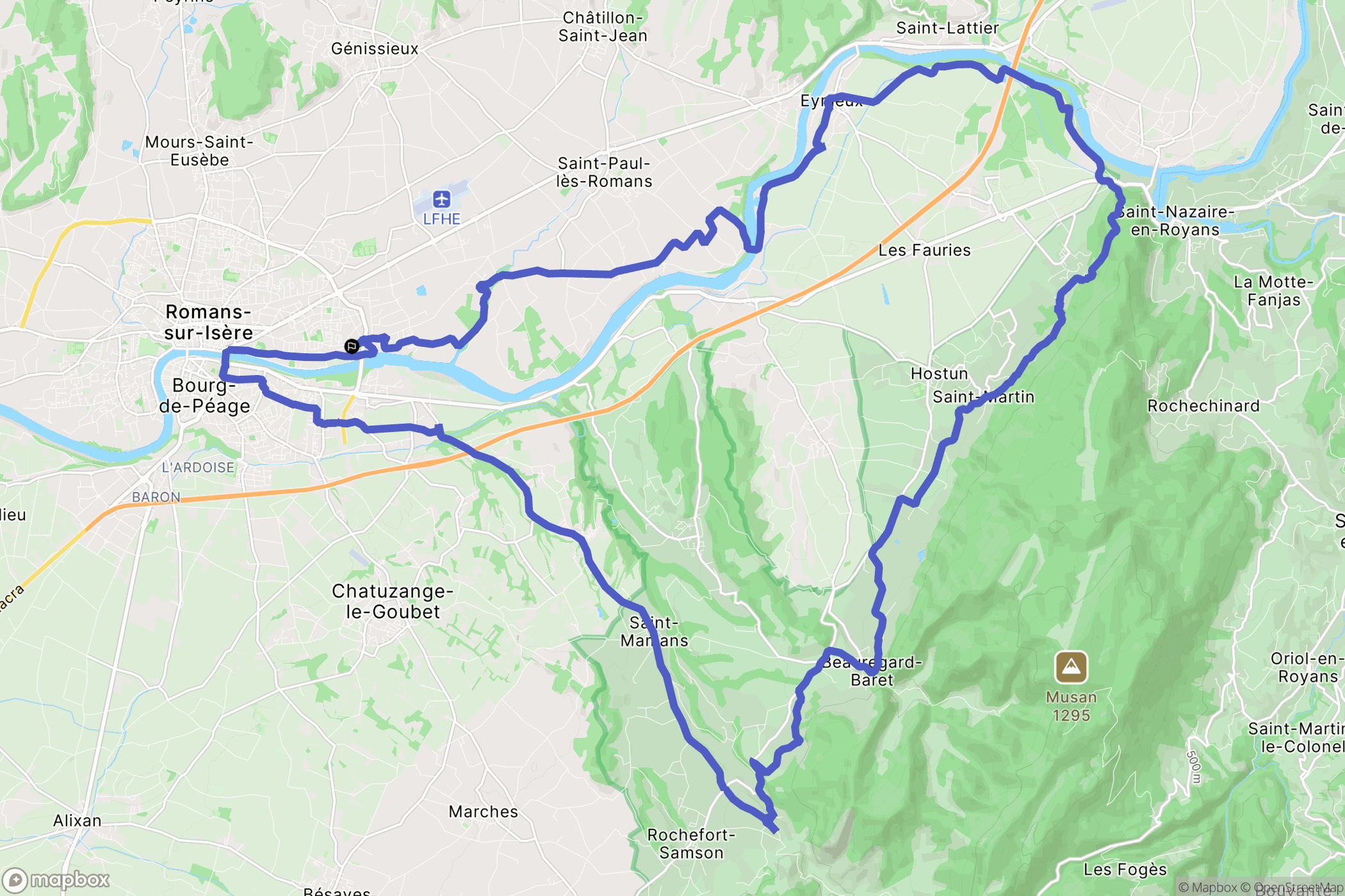 Romans-sur-Isère : carte du parcours de randonnée - France
