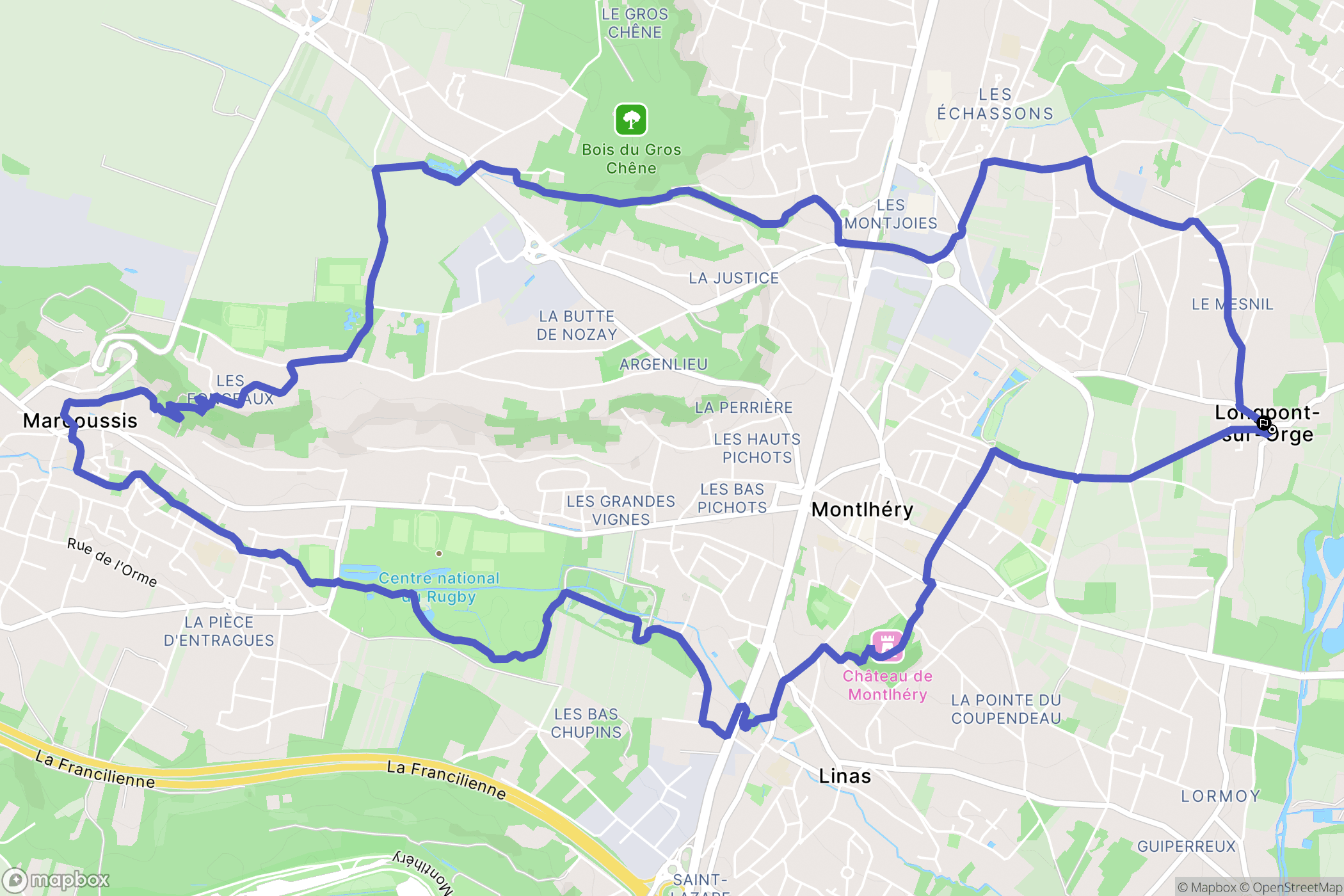Longpont-sur-Orge : carte du parcours de randonnée - France
