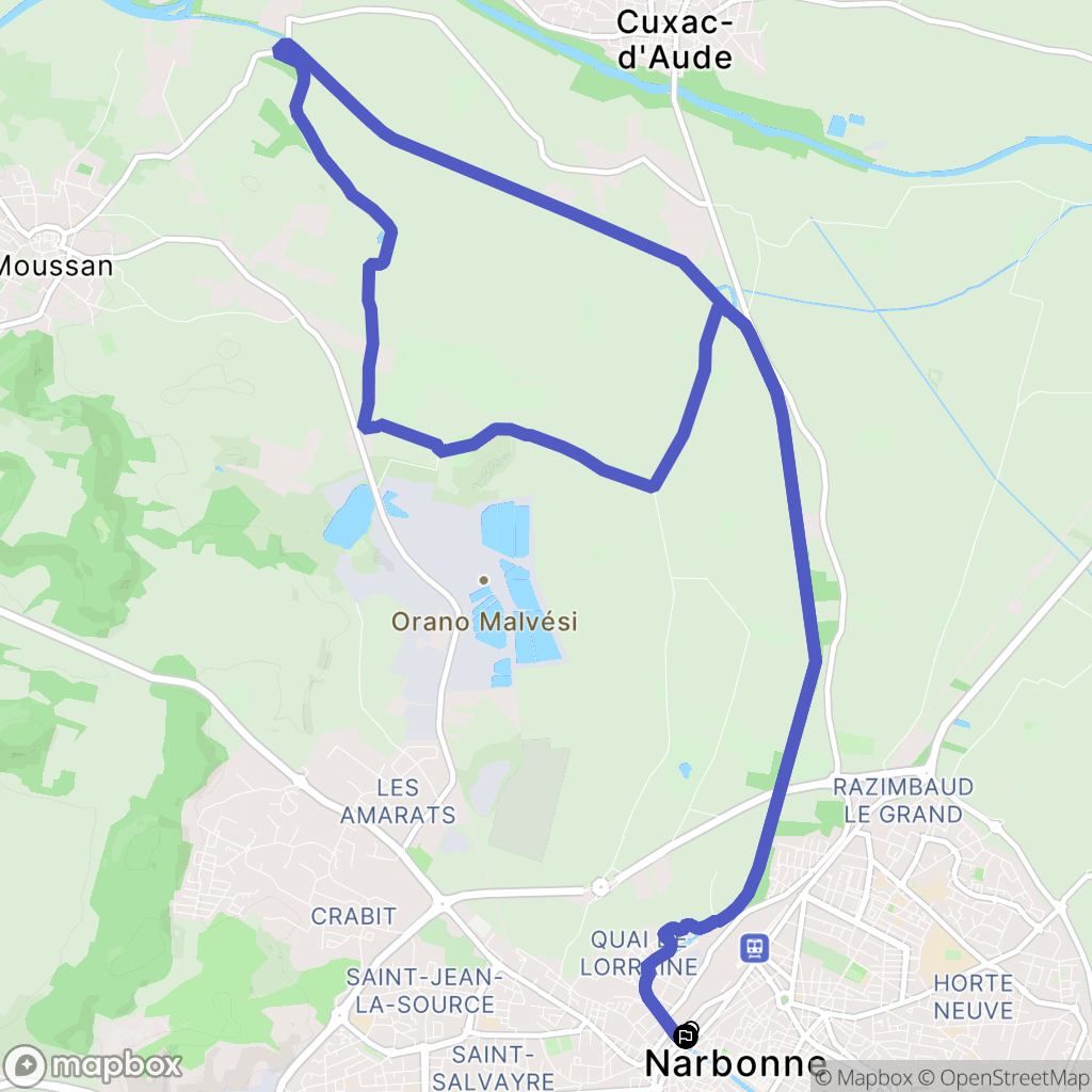 Narbonne : carte du parcours de randonnée - France