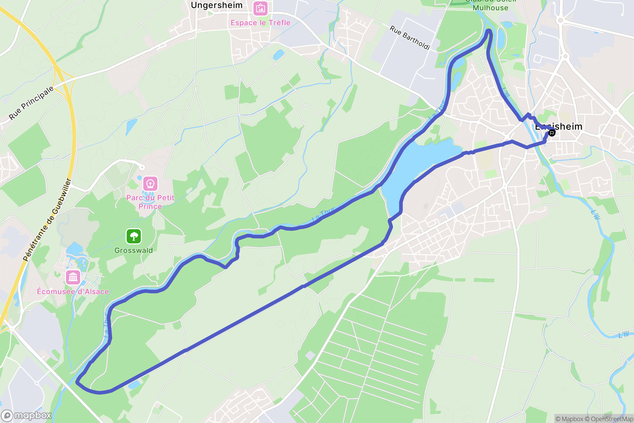 Ensisheim : carte du parcours de randonnée - France