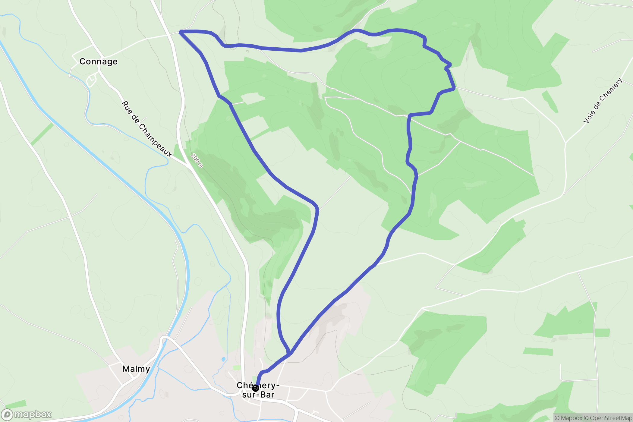 Chémery-Chéhéry : carte du parcours de randonnée - France