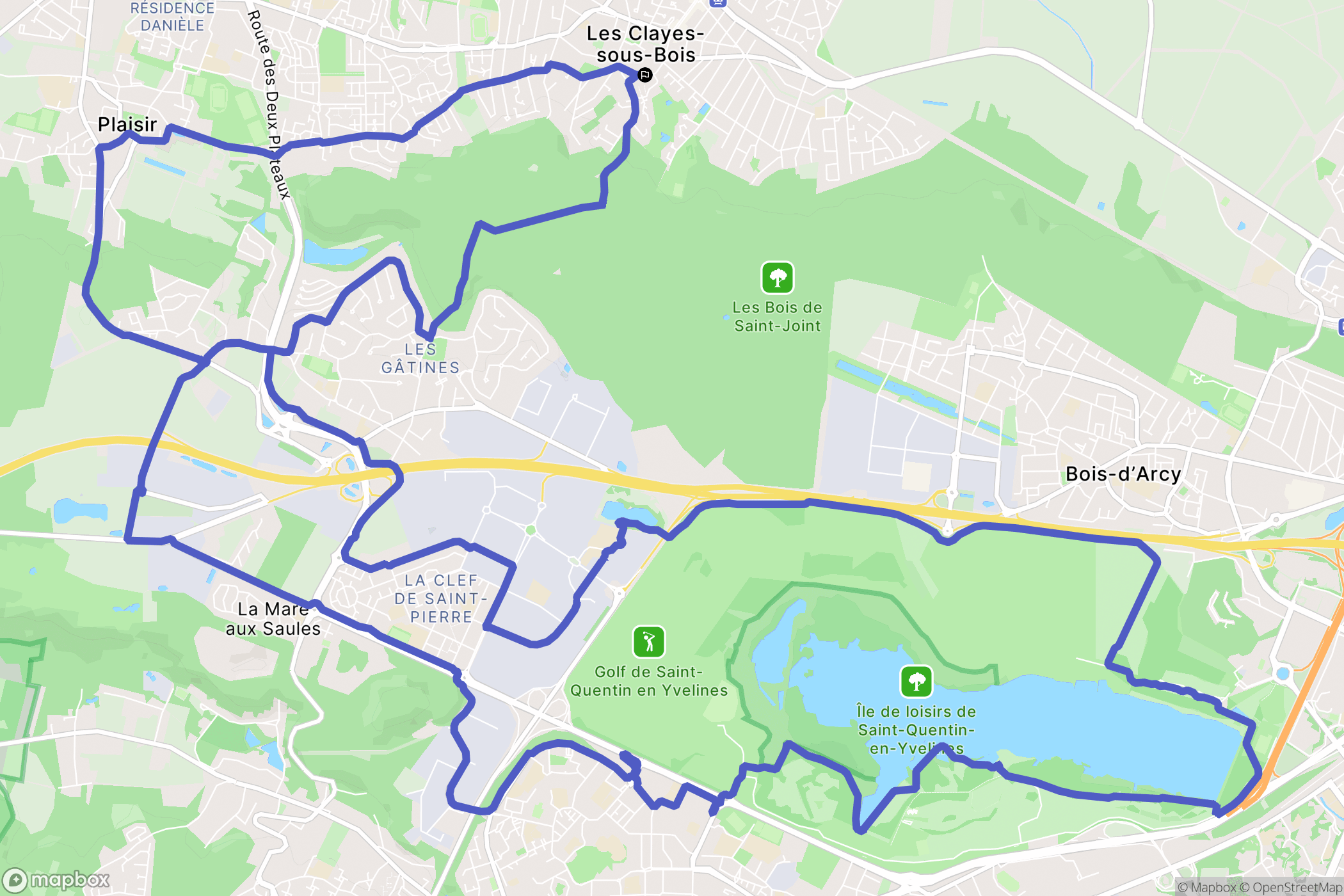 Les Clayes-sous-Bois : carte du parcours de randonnée - France