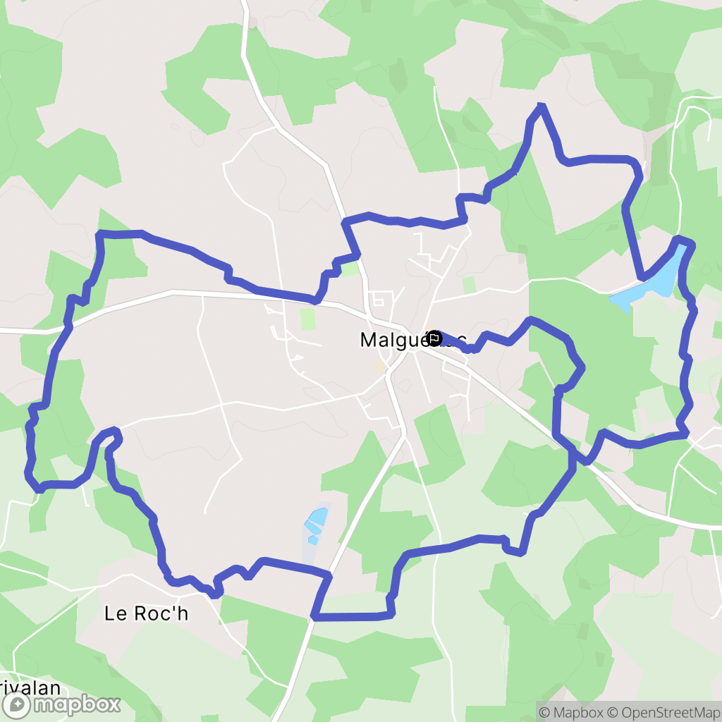 Malguénac : carte du parcours de randonnée - France