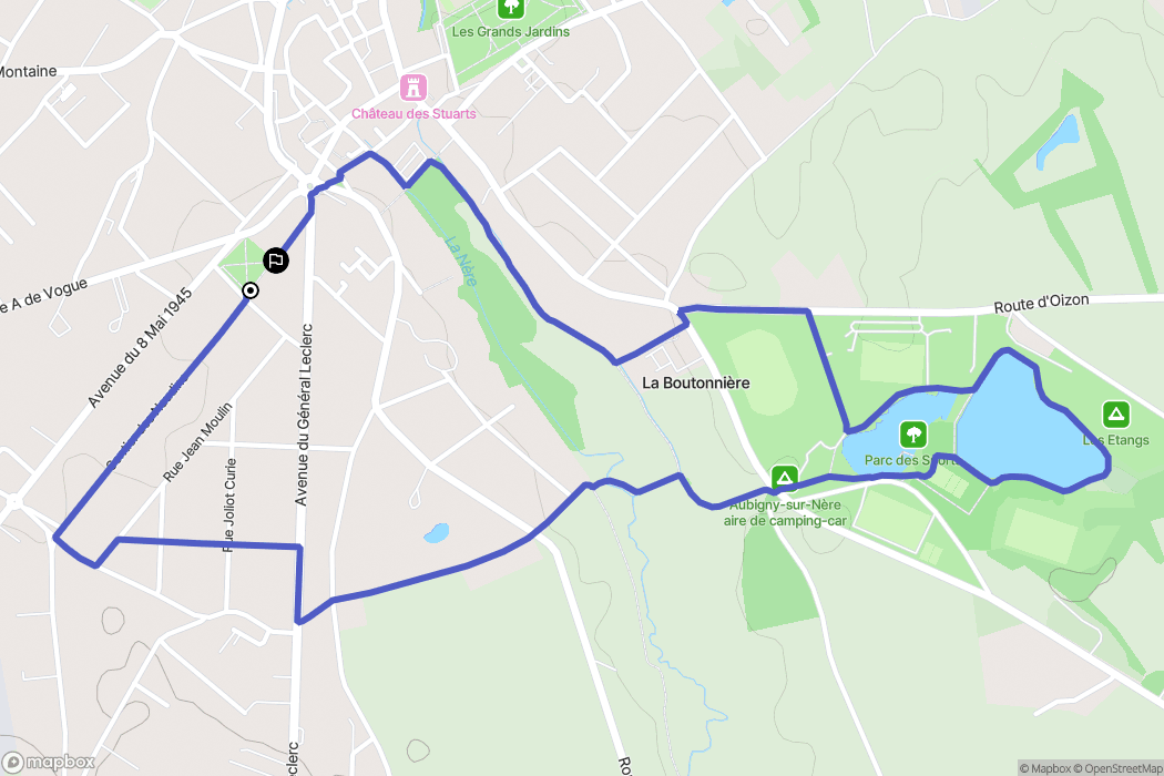 Aubigny-sur-Nère : carte du parcours de randonnée - France