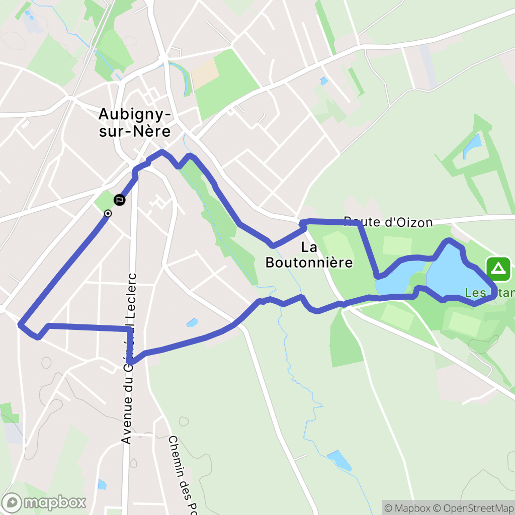 Aubigny-sur-Nère : carte du parcours de randonnée - France