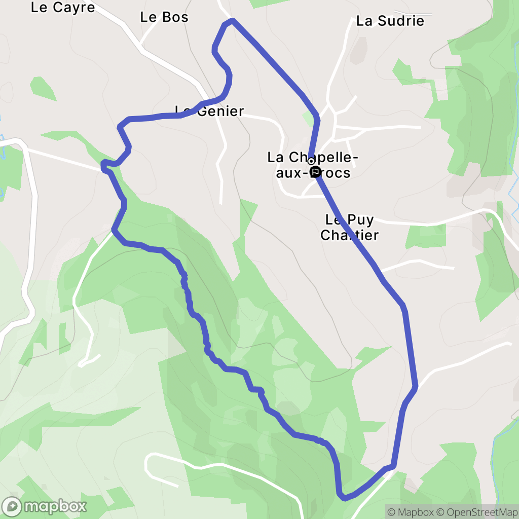 La Chapelle-aux-Brocs : carte du parcours de randonnée - France