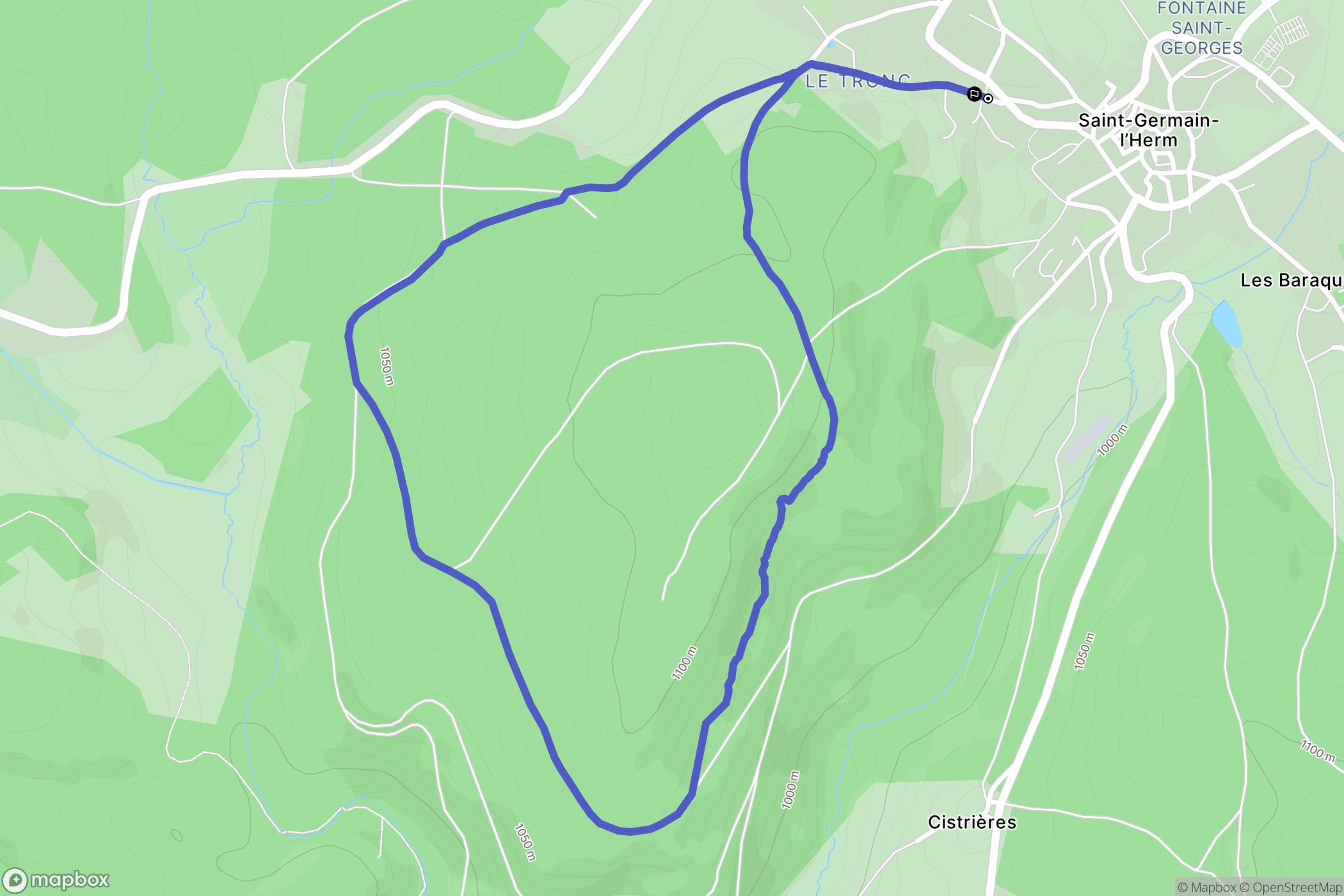 Saint-Germain-l'Herm : carte du parcours de randonnée - France