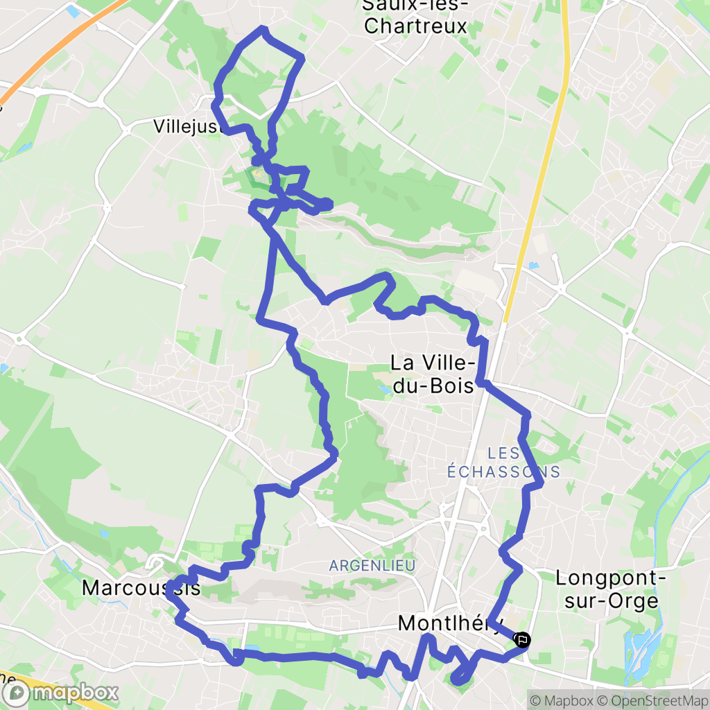 Montlhéry : carte du parcours de randonnée - France