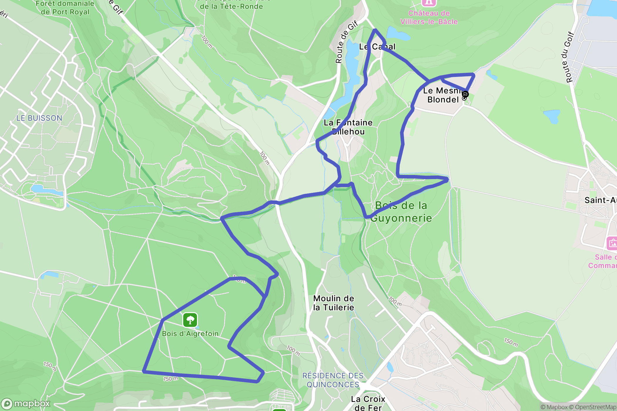 Saint-Aubin : carte du parcours de randonnée - France