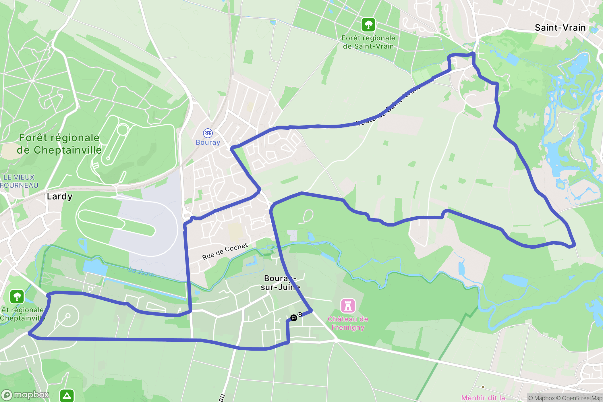 Bouray-sur-Juine : carte du parcours de randonnée - France