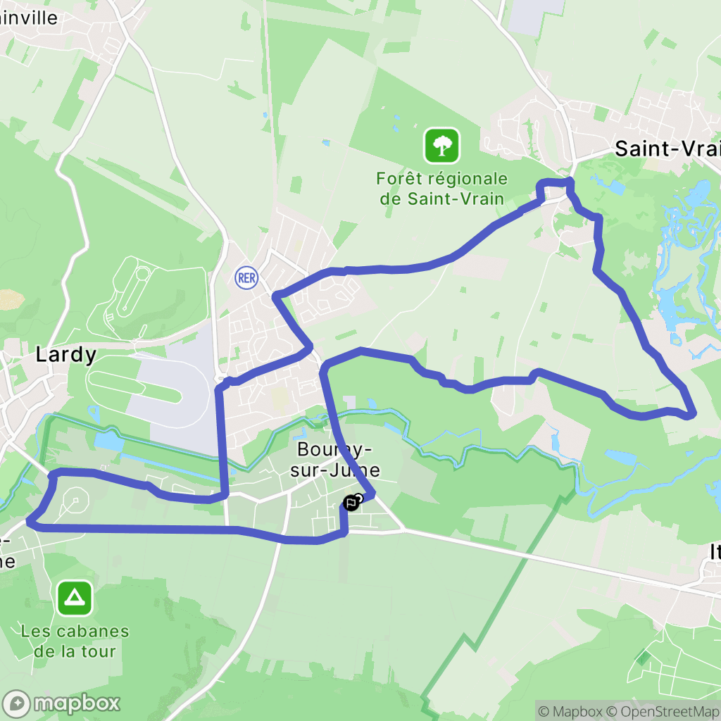 Bouray-sur-Juine : carte du parcours de randonnée - France