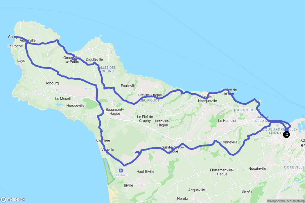 Cherbourg-en-Cotentin : carte du parcours de randonnée - France