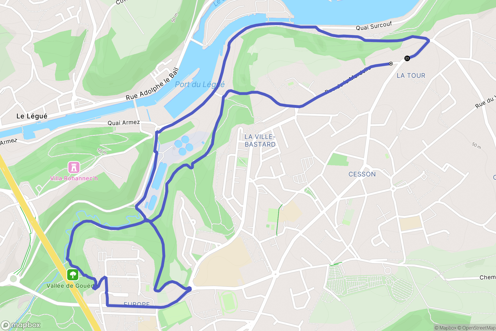 Saint-Brieuc : carte du parcours de randonnée - France