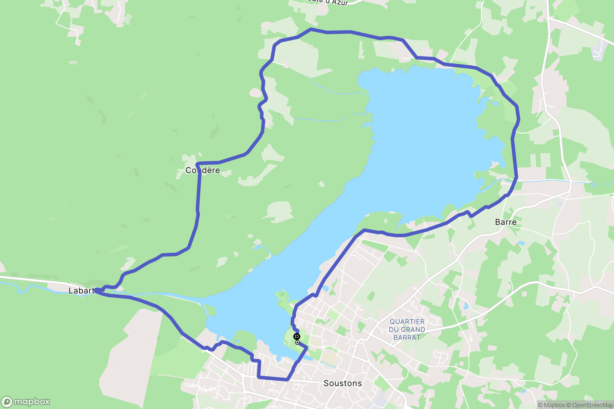 Soustons : carte du parcours de randonnée - France