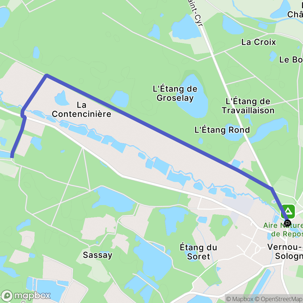 Vernou-en-Sologne : carte du parcours de randonnée - France