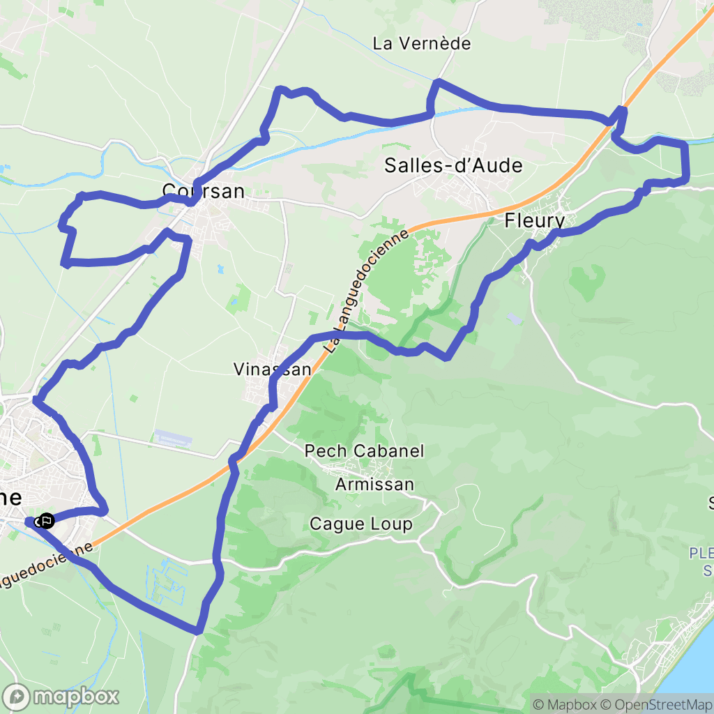 Narbonne : carte du parcours de randonnée - France