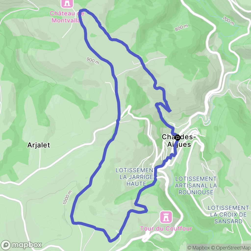 Chaudes-Aigues : carte du parcours de randonnée - France