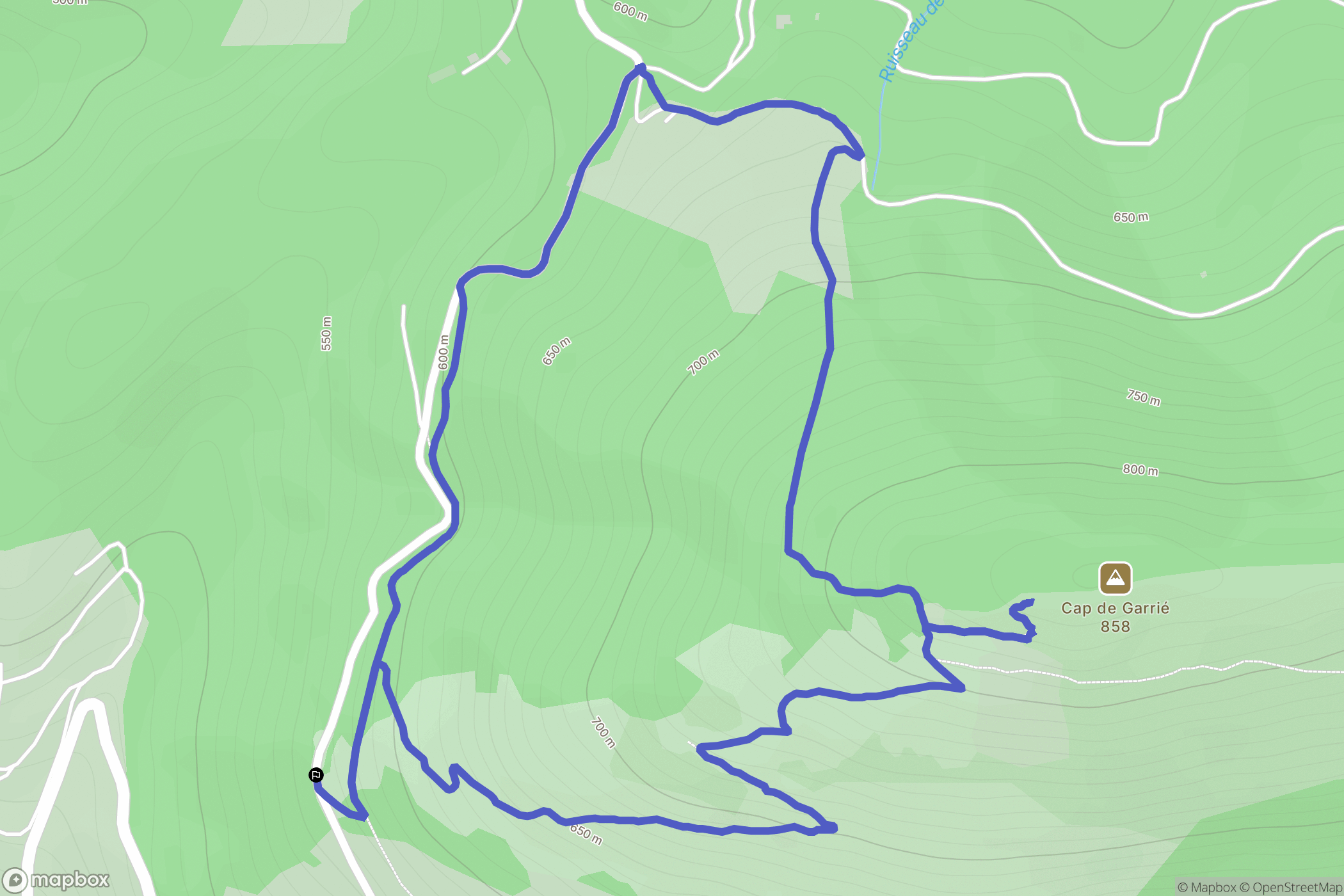 Encourtiech : carte du parcours de randonnée - France