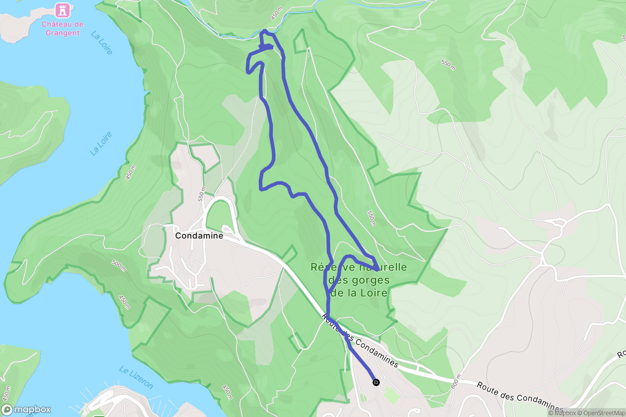 Saint-Étienne : carte du parcours de randonnée - France