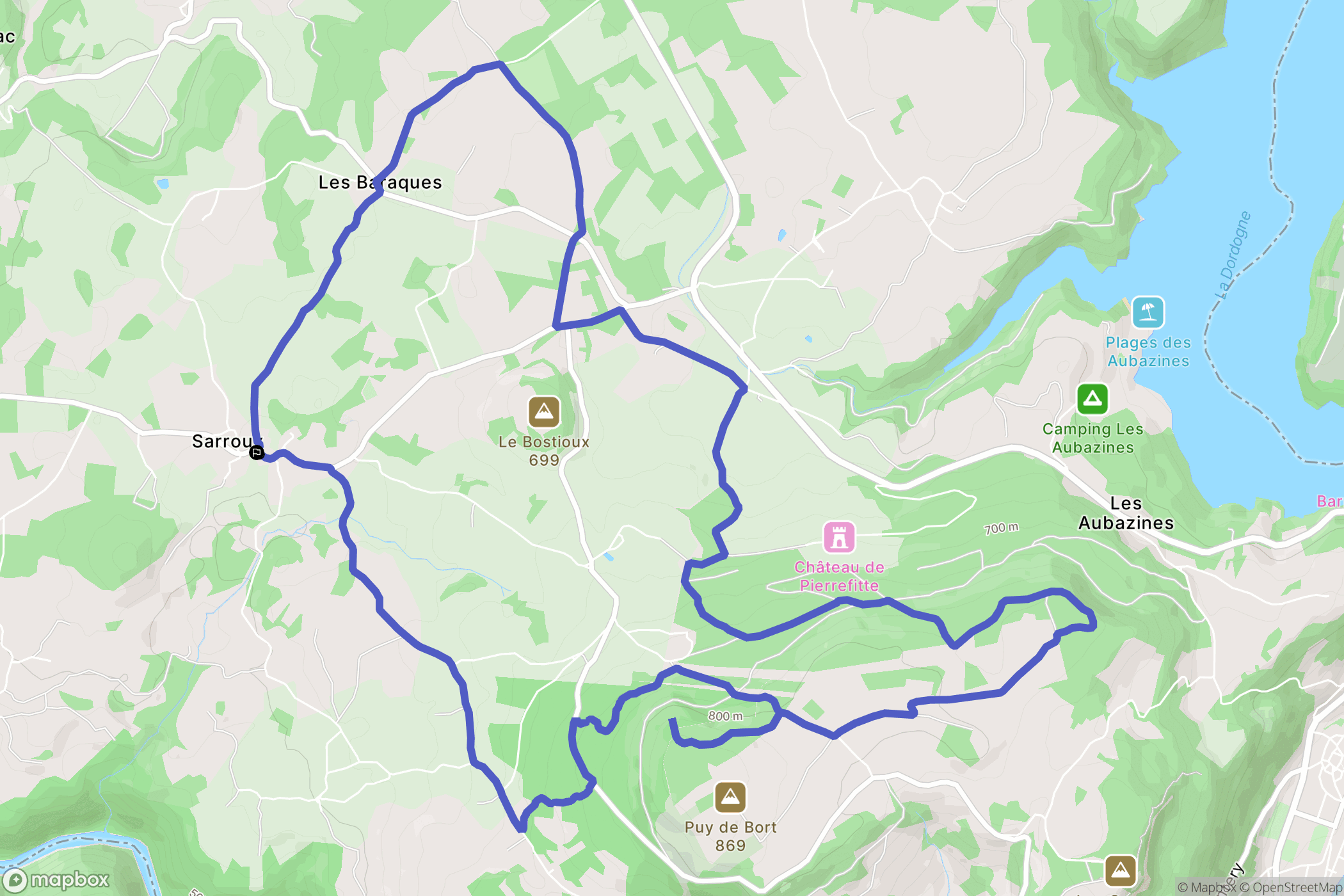Sarroux - Saint Julien : carte du parcours de randonnée - France