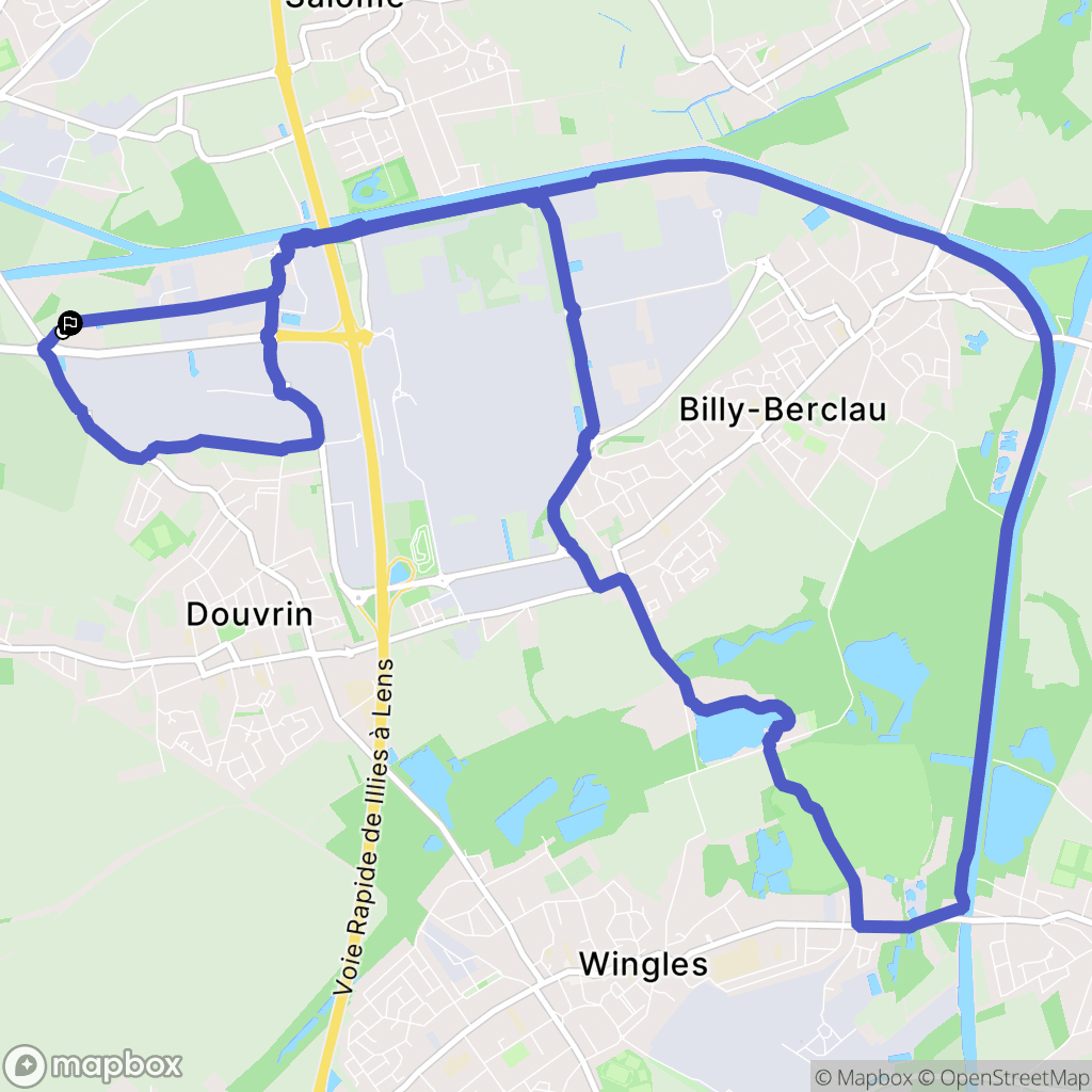 Douvrin : carte du parcours de randonnée - France