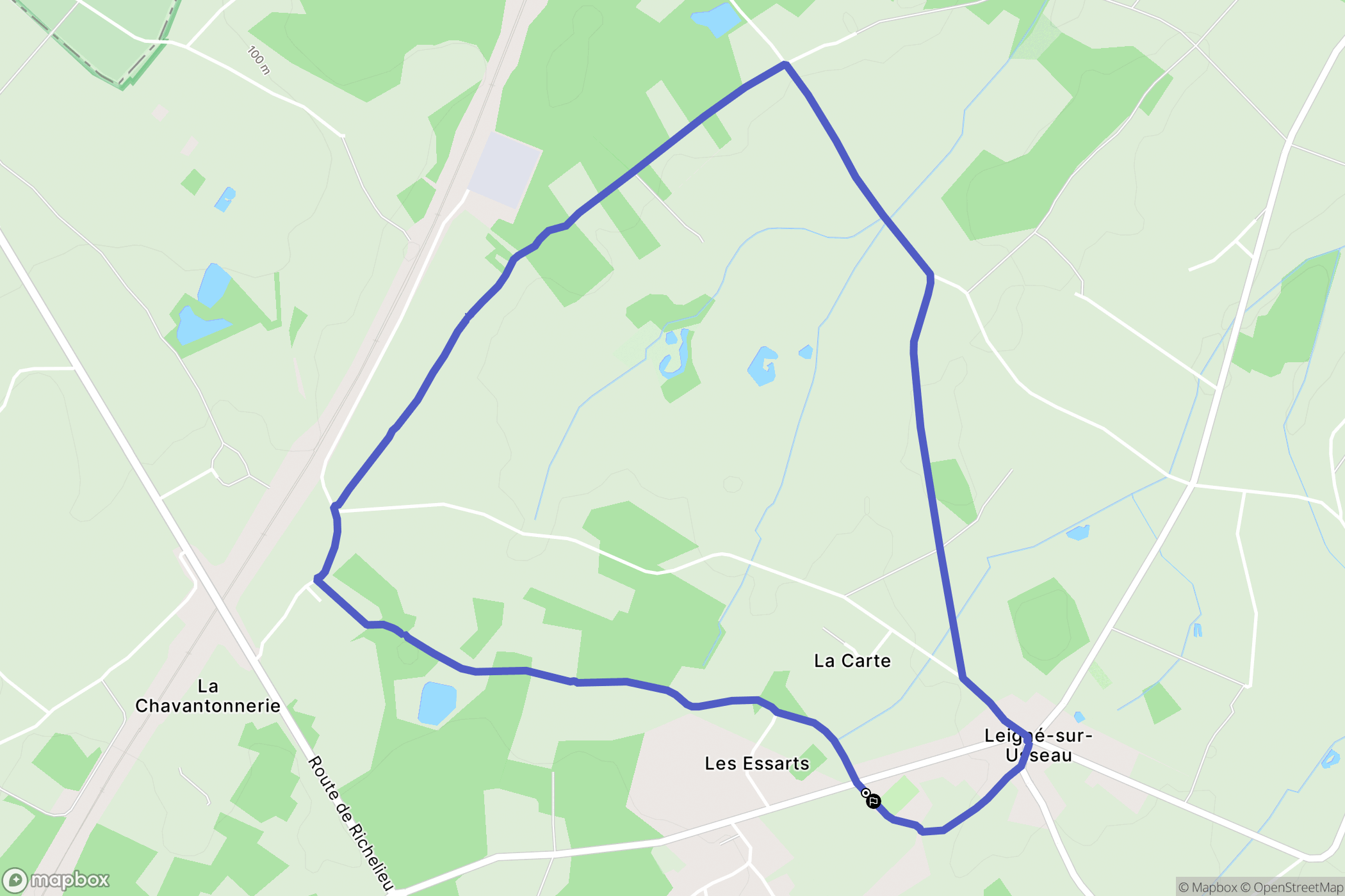 Leigné-sur-Usseau : carte du parcours de randonnée - France