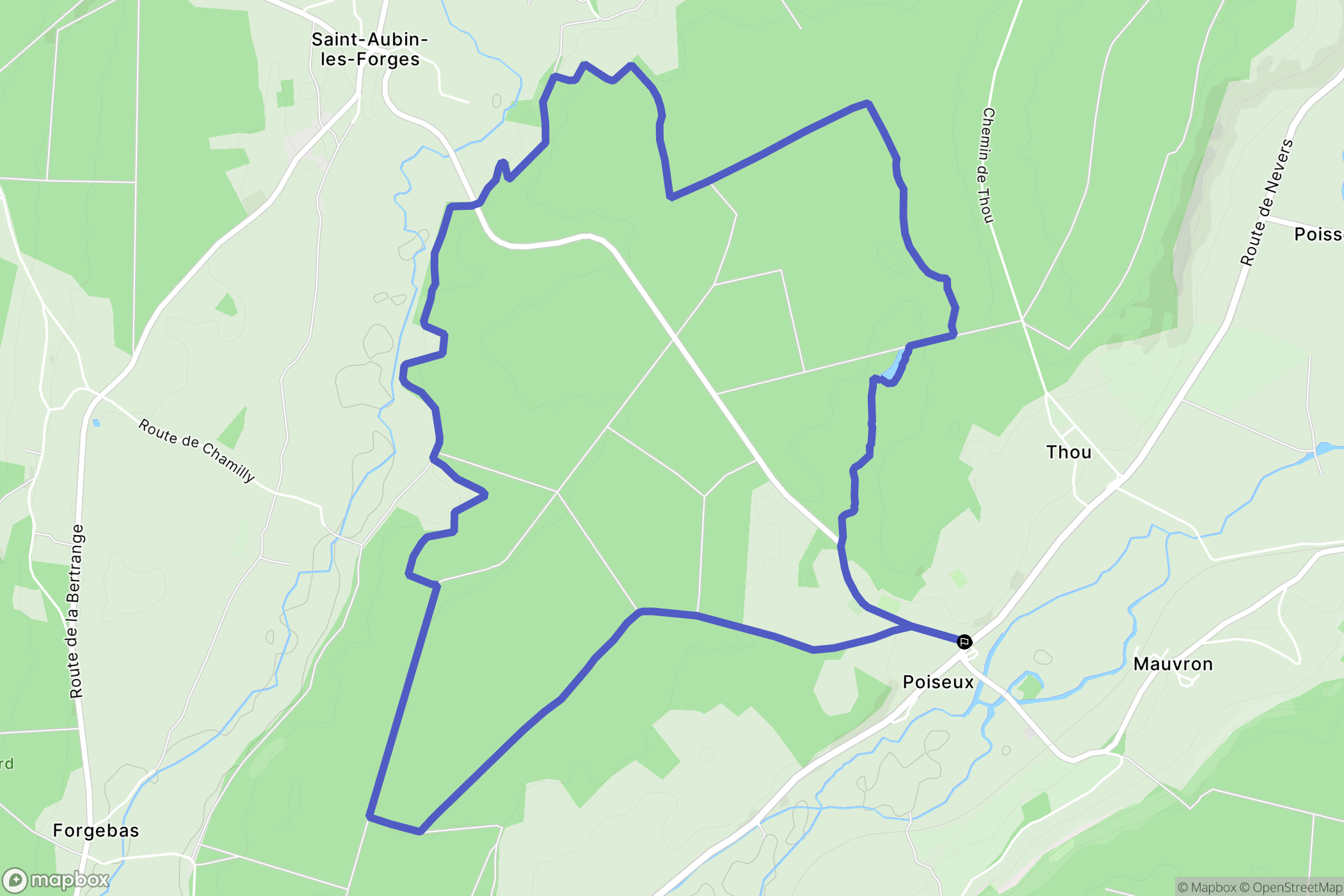 Poiseux : carte du parcours de randonnée - France