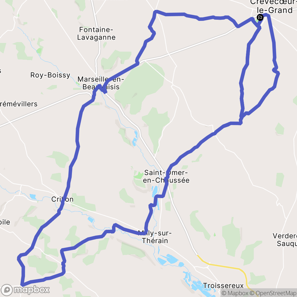 Crèvecœur-le-Grand : carte du parcours de randonnée - France