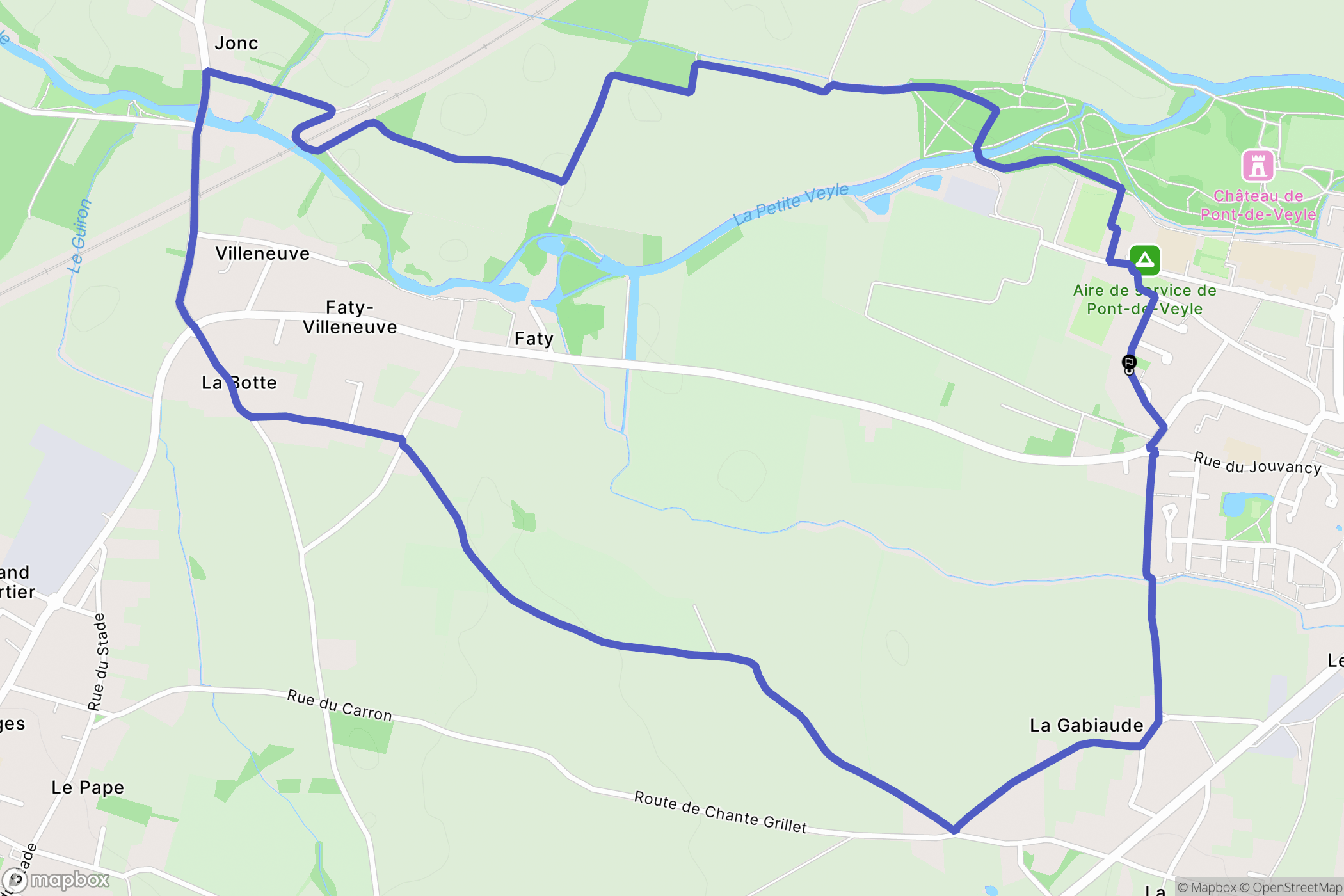 Pont-de-Veyle : carte du parcours de randonnée - France