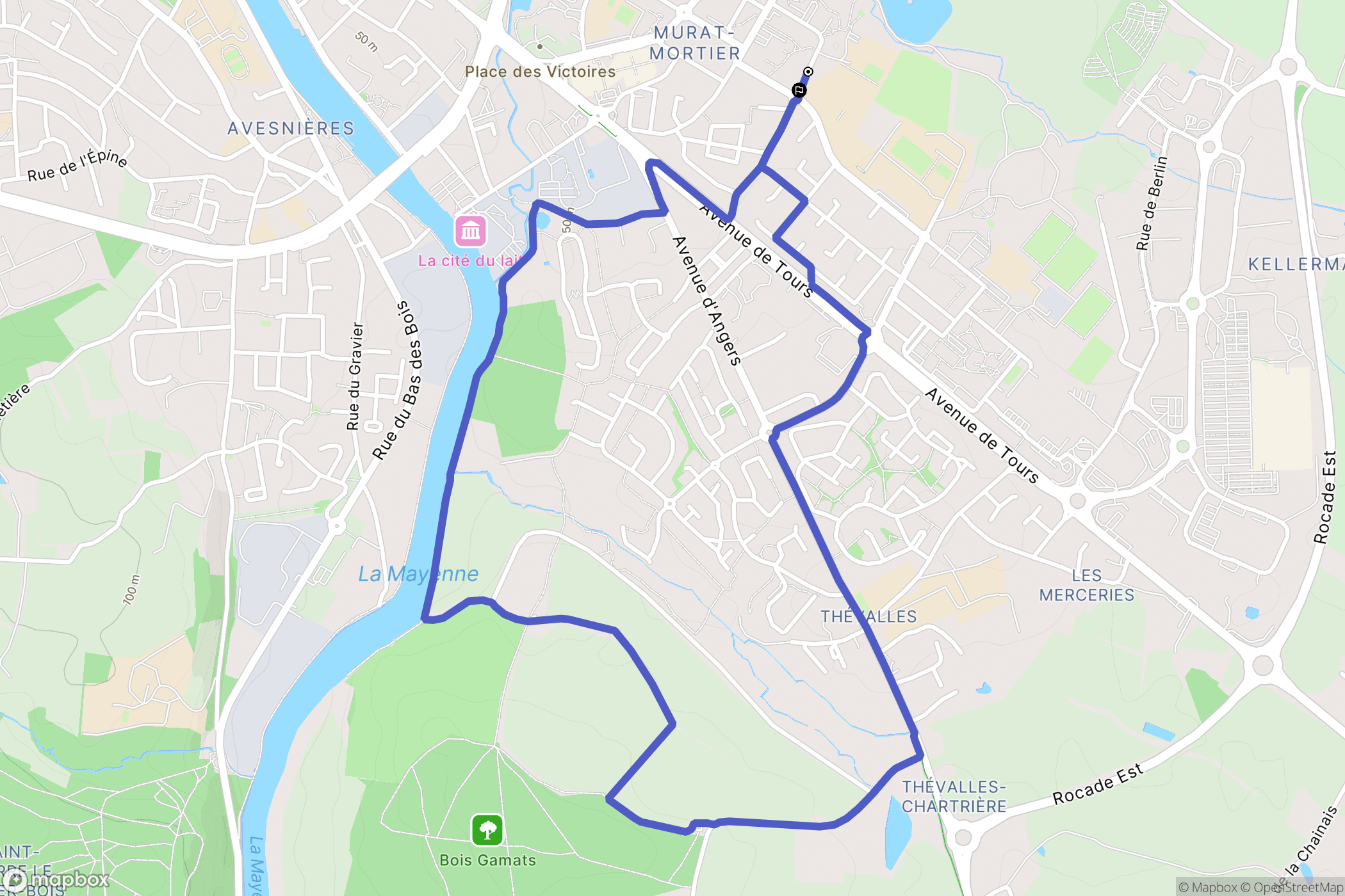 Laval : carte du parcours de randonnée - France