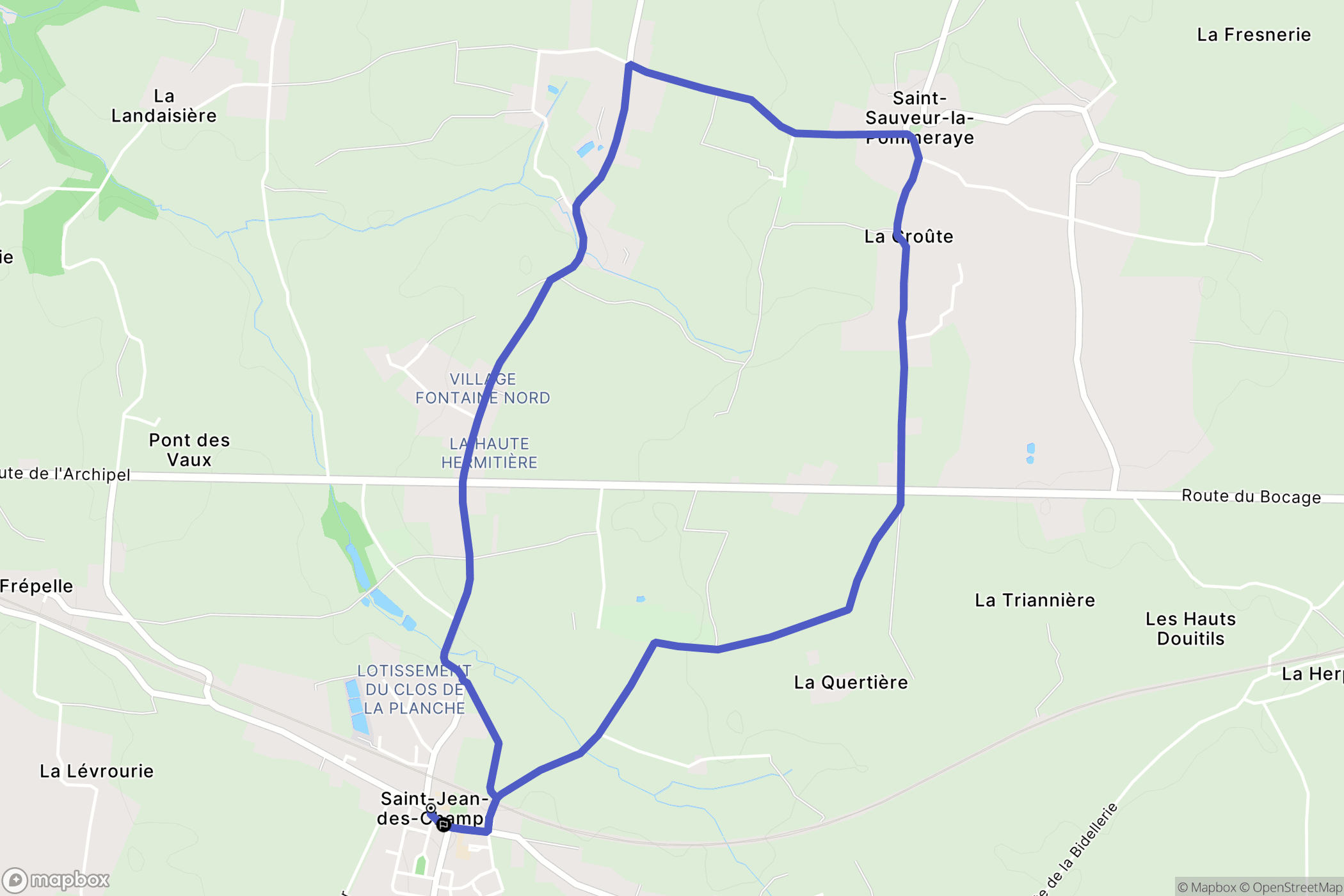 Saint-Jean-des-Champs : carte du parcours de randonnée - France